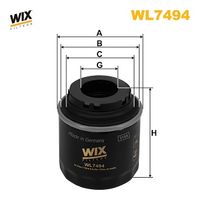 WIX FILTERS WL7494 - Tipo de filtro: Filtro enroscable<br>Altura [mm]: 97<br>Medida de rosca: UNF 3/4" -16<br>Diámetro exterior [mm]: 76<br>Diám. int. 1 [mm]: 71<br>Diám. int. 2[mm]: 62<br>Peso [kg]: 0,371<br>