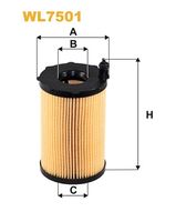 WIX FILTERS WL7501 - Código de motor: CZVD<br>Tipo de filtro: Cartucho filtrante<br>Altura [mm]: 124<br>Diámetro exterior [mm]: 65<br>Diámetro interior [mm]: 32<br>Diám. int. 1 [mm]: 32<br>Artículo complementario/Información complementaria: con junta<br>Peso [kg]: 0,91<br>