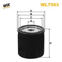 WIX FILTERS WL7503 - Tipo de filtro: Filtro enroscable<br>Altura [mm]: 78<br>Medida de rosca: UNF 3/4" -16<br>Diámetro exterior [mm]: 77<br>Diám. int. 1 [mm]: 71<br>Diám. int. 2[mm]: 62<br>Peso [kg]: 0,31<br>