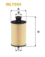 WIX FILTERS WL7554 - Tipo de filtro: Cartucho filtrante<br>Altura [mm]: 124<br>Diámetro exterior [mm]: 62<br>Diámetro interior [mm]: 26<br>