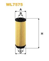 WIX FILTERS WL7575 - Tipo de filtro: Cartucho filtrante<br>Altura [mm]: 155<br>Diámetro exterior 1 [mm]: 56<br>Diámetro exterior 2 [mm]: 53<br>Diám. int. 1 [mm]: 23<br>Diám. int. 2[mm]: 23<br>