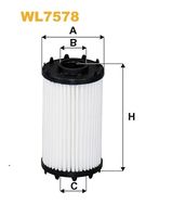 WIX FILTERS WL7578 - Tipo de filtro: Cartucho filtrante<br>Altura [mm]: 116<br>Diámetro exterior [mm]: 64<br>Diámetro exterior 1 [mm]: 63,5<br>Diám. int. 1 [mm]: 28<br>