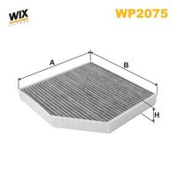 WIX FILTERS WP2075 - Tipo de filtro: filtro de depósito interior biofuncional<br>Longitud [mm]: 255<br>Material bastidor: textil<br>Ancho [mm]: 250<br>Altura [mm]: 35<br>Material: Carbón activado<br>Tipo de filtro: con efecto bactericida<br>Tipo de filtro: con efecto fungicida<br>Tipo de filtro: Filtro partículas finas (PM 2.5)<br>