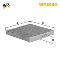 WIX FILTERS WP2089 - Tipo de filtro: Filtro de partículas<br>Versión con carbón activo (art. n.º): WP2089<br>Longitud [mm]: 254<br>Ancho [mm]: 235<br>Altura [mm]: 30<br>SVHC: No existen sustancias SVHC<br>