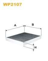 WIX FILTERS WP2107 - Tipo de filtro: Filtro de partículas<br>Versión con carbón activo (art. n.º): WP2107<br>Longitud [mm]: 240<br>Ancho [mm]: 203<br>Altura [mm]: 30<br>SVHC: No existen sustancias SVHC<br>