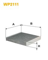 WIX FILTERS WP2111 - Tipo de filtro: Filtro de partículas<br>Versión con carbón activo (art. n.º): WP2111<br>Longitud [mm]: 200<br>Ancho [mm]: 213<br>Altura [mm]: 34<br>SVHC: No existen sustancias SVHC<br>