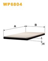 WIX FILTERS WP6804 - Vehículo con dirección a la izquierda / derecha: para vehic. dirección izquierda<br>Equipamiento de vehículo: para vehículos con climatizador<br>Tipo de filtro: Filtro de carbón activado<br>Versión básica (art. n.º): WP6800<br>Longitud [mm]: 418<br>Ancho [mm]: 150<br>Altura [mm]: 19<br>SVHC: No existen sustancias SVHC<br>