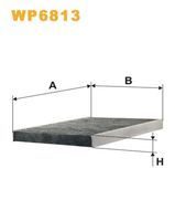 WIX FILTERS WP6813 - Tipo de filtro: Filtro de partículas<br>Versión con carbón activo (art. n.º): WP6813<br>Longitud [mm]: 280<br>Ancho [mm]: 205<br>Altura [mm]: 25<br>SVHC: No existen sustancias SVHC<br>