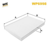 WIX FILTERS WP6998 - N.º de chasis (VIN) hasta: 4B_X_045000<br>Tipo de filtro: Filtro de carbón activado<br>Versión básica (art. n.º): WP6864<br>Longitud [mm]: 306<br>Ancho [mm]: 192<br>Altura [mm]: 30<br>SVHC: No existen sustancias SVHC<br>