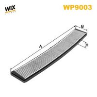 WIX FILTERS WP9003 - Tipo de filtro: Filtro de partículas<br>Versión con carbón activo (art. n.º): WP9003<br>Longitud [mm]: 670<br>Ancho [mm]: 94,5<br>Altura [mm]: 20<br>SVHC: No existen sustancias SVHC<br>