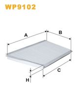 WIX FILTERS WP9102 - Tipo de filtro: Filtro antipolen<br>Longitud [mm]: 330<br>Ancho [mm]: 190<br>Altura [mm]: 25<br>