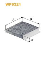 WIX FILTERS WP9320 - Vehículo con dirección a la izquierda / derecha: para vehíc. dirección a la derecha<br>Equipamiento de vehículo: para vehículos con climatizador<br>Tipo de filtro: Filtro de carbón activado<br>Versión básica (art. n.º): WP9250<br>Longitud [mm]: 215<br>Ancho [mm]: 265<br>Altura [mm]: 20<br>SVHC: No existen sustancias SVHC<br>