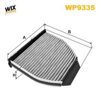 WIX FILTERS WP9335 - Longitud [mm]: 260<br>Ancho [mm]: 250<br>Altura [mm]: 40<br>Material: Carbón activado<br>Tipo de filtro: Filtro de carbón activado<br>Material bastidor: Plástico<br>Peso [kg]: 0,43<br>