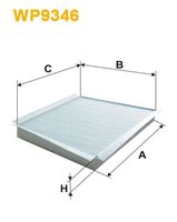 WIX FILTERS WP9346 - Vehículo con dirección a la izquierda / derecha: para vehic. dirección izquierda<br>Equipamiento de vehículo: para vehículos con climatizador automático<br>Equipamiento de vehículo: para vehículos con climatización automática de 4 zonas<br>Tipo de filtro: Filtro de carbón activado<br>Versión básica (art. n.º): WP9102<br>Longitud [mm]: 335<br>Ancho [mm]: 189<br>Altura [mm]: 25<br>Longitud 1 [mm]: 277<br>SVHC: No existen sustancias SVHC<br>