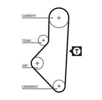 GATES 5050XS - Unidades accionadas: Árbol de levas<br>Nº art. herramienta recomendada: STT-1<br>Material de las bielas: Fibra de vidrio<br>Material de las correas: Policloropreno (Neopreno)<br>Color: negro<br>Número de dientes: 113<br>Ancho [mm]: 17<br>División dientes [mm]: 9,525<br>Longitud [mm]: 1076<br>