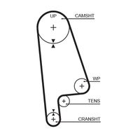 GATES 5233XS - Unidades accionadas: Árbol de levas<br>Variante de equipamiento: HSN<br>para OE N°: 14400P1HE01<br>Número de dientes: 104<br>Ancho [mm]: 24,0<br>