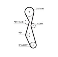 GATES 5606XS - Ancho [mm]: 25,4<br>Número de dientes: 116<br>Superficie: recubierto con PTFE (politetrafluoroetileno)<br>Correas: con perfil redondeado de dientes<br>Peso [kg]: 0,14<br>