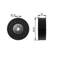 GATES T36135 - Ancho de la superficie de contacto de los rodillos [mm]: 41<br>Diámetro exterior [mm]: 79<br>Número de canales: 10<br>Peso [kg]: 1,1<br>Artículo complementario / información complementaria 2: con tornillo<br>