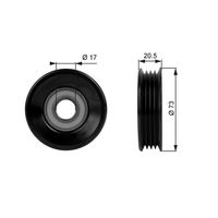 GATES T38030 - Peso [kg]: 0,13<br>Diámetro interior [mm]: 17<br>Diámetro exterior [mm]: 70<br>long. de embalaje [cm]: 7,3<br>Ancho de embalaje [cm]: 7,3<br>h embalaje [cm]: 3,5<br>