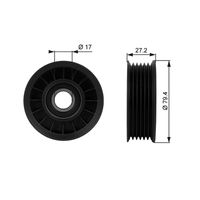 GATES T38009 - Unidades accionadas: Alternador<br>Tipo de vehículo: ->I 1998<br>Unidades accionadas: Alternador<br>Tipo de vehículo: I-> 1998<br>Número de piezas necesarias: 2<br>Superficie: liso<br>Material: Metal<br>Diámetro exterior [mm]: 77<br>Diámetro interior [mm]: 17<br>Ancho [mm]: 31<br>