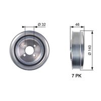 GATES TVD1078 - Equipamiento de vehículo: para vehículos con climatizador<br>Equipamiento de vehículo: para vehículos sin sistema Start&Stop<br>Ancho [mm]: 54<br>Diámetro interior [mm]: 31<br>Diámetro exterior [mm]: 165<br>Número de nervaduras: 9<br>Parámetro: 4PK + 7PK<br>Peso [kg]: 2,93<br>Artículo complementario / información complementaria 2: con tornillos<br>