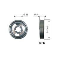 GATES TVD1117 - Par apriete [Nm]: 28<br>Espesor [mm]: 27<br>Diámetro interior [mm]: 36<br>Diámetro exterior [mm]: 138<br>Número de nervaduras: 5<br>Peso [kg]: 1,067<br>Parámetro: 6PK<br>Artículo complementario / información complementaria 2: con tornillos<br>