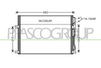 NTY CCS-CH-016 - Calefacción / Refrigeración: para vehículos con refrigeración de aceite de transmisión<br>Material: Aluminio<br>Longitud de red [mm]: 595<br>Ancho de red [mm]: 457<br>Profundidad de red [mm]: 18<br>Ø entrada [mm]: 15,5<br>Ø salida [mm]: 10,2<br>Medida de rosca: 9/16"-18UNF<br>Artículo complementario / información complementaria 2: con junta tórica<br>