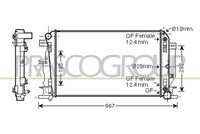 NRF 53885A - Clase de caja de cambios: Caja de cambios manual<br>Material: Aluminio<br>Longitud de red [mm]: 680<br>Ancho de red [mm]: 408<br>Profundidad de red [mm]: 28<br>Artículo complementario / información complementaria 2: con piezas de montaje<br>Tipo radiador: Aletas refrigeración soldadas<br>