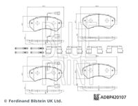 BLUE PRINT ADBP420107 - Carga útil [kg]: 1400<br>Código de carga útil: Carga útil ligera<br>Carga útil [kg]: 1600<br>Código de carga útil: Carga útil ligera<br>Longitud [mm]: 169<br>Ancho [mm]: 62<br>Homologación: ECE R90 Approved<br>Número de indicadores de desgaste [por eje]: 2<br>Lado de montaje: Eje delantero<br>Espesor/grosor 1 [mm]: 18<br>Contacto avisador de desgaste: con contacto avisador de desgaste<br>Peso [kg]: 2,100<br>Artículo complementario / información complementaria 2: con material de fijación<br>