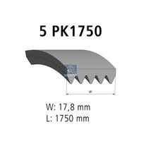 DAYCO 5PK1745S - Correa trapecial poli V