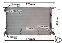 NRF 53719 - Equipamiento de vehículo: para vehículos con climatizador<br>Material aletas refrigeradoras: Aluminio<br>Profundidad de red [mm]: 32<br>Longitud de red [mm]: 720<br>Ancho de red [mm]: 470<br>Ø entrada [mm]: 38,5<br>Ø salida [mm]: 38,5<br>Tipo radiador: Aletas refrigeración soldadas<br>Artículo complementario / información complementaria 2: con caperuza<br>Artículo complementario / información complementaria 2: sin depósito de compensación<br>Artículo complementario / información complementaria 2: sin bastidor<br>Artículo complementario/Información complementaria: sin junta<br>Material depósitos de agua (radiador): Plástico<br>