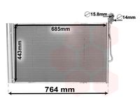 VALEO 814379 - Ø salida [mm]: 14<br>Ø entrada [mm]: 15<br>Profundidad de red [mm]: 16<br>Ancho de red [mm]: 440<br>Longitud de red [mm]: 681<br>Restricción de fabricante: PrascoSelection<br>Material: Aluminio<br>Artículo complementario / información complementaria 2: con secador<br>Agente frigorífico: R 134 a<br>