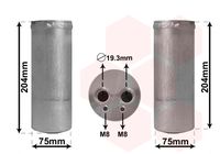 NRF 33204 - Diámetro [mm]: 75<br>Altura [mm]: 205<br>Material: Aluminio<br>Agente frigorífico: R 134 a<br>