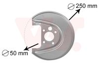 VAICO V103892 - Número de PR: 1KK<br>Número de PR: 1KV<br>Lado de montaje: Eje trasero izquierda<br>Referencia artículo par: V10-3892<br>para OE N°: 1J0 615 611 D<br>Diámetro interior [mm]: 50<br>Superficie: cincado<br>Material: Chapa de acero<br>Diámetro exterior [mm]: 250<br>Peso [kg]: 0,3<br>