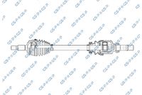 GSP 203109 - Lado de montaje: Eje delantero, izquierda<br>Clase de caja de cambios: Transmisión automática<br>Tipo de caja de cambios: AT6<br>Longitud [mm]: 662<br>Dentado exterior, lado de rueda: 28<br>Diám. articulación lado rueda [mm]: 86<br>Dentado exterior, lado de diferencial: 37<br>Diámtro articulación lado transmisión [mm]: 80<br>