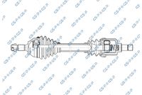 GSP 210253 - Lado de montaje: Eje delantero, derecha<br>Clase de caja de cambios: Caja de cambios manual<br>Longitud [mm]: 864<br>Dentado exterior, lado de rueda: 25<br>Dentado exterior, lado de diferencial: 24<br>Dentado interno, lado de rueda: 34<br>