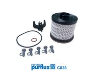 PURFLUX C826 - Tipo de filtro: Filtro de tubería<br>Diámetro exterior [mm]: 120<br>Diámetro exterior 1 [mm]: 90<br>Diámetro exterior lado tracción [mm]: 10<br>Diámetro exterior lado impulsión [mm]: 10<br>Altura [mm]: 158<br>Tipo de montaje: remachado<br>Tipo de filtro: conn tapa de caja<br>