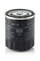 MANN-FILTER WK716 - Tipo de filtro: Primer filtro<br>Tipo de filtro: Filtro de tubería<br>Altura [mm]: 105<br>Diámetro exterior [mm]: 30<br>Ø entrada [mm]: 8,1<br>Ø salida [mm]: 8,1<br>Diámetro exterior 1 [mm]: 37<br>SVHC: No existen sustancias SVHC<br>