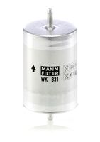 MANN-FILTER WK831 - año construcción desde: 09/1994<br>Tipo de filtro: Filtro de tubería<br>Diámetro [mm]: 74,5<br>Altura [mm]: 151,0<br>Ø entrada [mm]: 8<br>Ø salida [mm]: 8,0<br>h embalaje [cm]: 16,00<br>Peso neto [g]: 194<br>long. de embalaje [cm]: 8,0<br>Ancho de embalaje [cm]: 8,00<br>