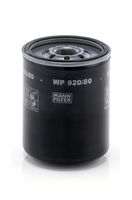 MANN-FILTER WP920/80 - Tipo de filtro: Filtro enroscable<br>Diámetro exterior [mm]: 94<br>Medida de rosca: M26x1.5<br>Diámetro de junta tórica de [mm]: 76<br>Diámetro de junta tórica hasta [mm]: 87<br>Altura [mm]: 128<br>