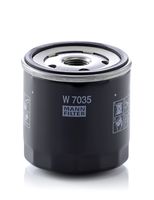 MANN-FILTER W7035 - Tipo de filtro: Filtro enroscable<br>Diámetro [mm]: 76,4<br>Altura [mm]: 94,0<br>Medida de rosca: 3/4"-16UNF-2B<br>Diámetro 2 [mm]: 71,0<br>Diámetro de junta tórica [mm]: 62,0<br>Par apriete [Nm]: 20<br>Nº art. herramienta recomendada: OCS 1<br>Artículo complementario / información complementaria 2: con válvula bloqueo de retorno<br>Tipo de válvula: Válvula de rebose<br>h embalaje [cm]: 10,00<br>Peso neto [g]: 318<br>long. de embalaje [cm]: 8,0<br>Ancho de embalaje [cm]: 8,00<br>