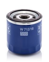 MANN-FILTER W712/16 - año construcción desde: 07/2003<br>Tipo de filtro: Filtro enroscable<br>Nº art. herramienta recomendada: LS 6/1<br>Altura [mm]: 90<br>Medida de rosca: M20x1.5<br>Diámetro exterior [mm]: 66<br>Artículo complementario / información complementaria 2: con válvula bloqueo de retorno<br>presión apertura válvula de desviación [bar]: 1,0<br>Diámetro interior de la junta anular [mm]: 54<br>Diámetro exterior de la junta anular [mm]: 62<br>SVHC: No existen sustancias SVHC<br>