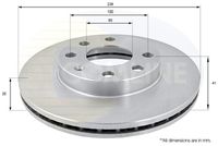 COMLINE ADC1008V - Lado de montaje: Eje delantero<br>Referencia artículo par: 571924CH<br>Altura [mm]: 41<br>Peso [kg]: 8<br>Tipo de disco de frenos: ventilado<br>Espesor de disco de frenos [mm]: 20<br>Espesor mínimo [mm]: 17<br>Diámetro exterior [mm]: 236<br>Número de orificios: 6<br>Diámetro de centrado [mm]: 60<br>Par apriete [Nm]: 120<br>corona de agujeros - Ø [mm]: 100<br>Tipo de envase: caja<br>Unidad de cantidad: Kit<br>Artículo complementario / información complementaria 2: sin tornillos<br>long. de embalaje [cm]: 23,7<br>Ancho de embalaje [cm]: 23,7<br>h embalaje [cm]: 8,6<br>