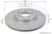 COMLINE ADC1805V - Lado de montaje: Eje delantero<br>Altura [mm]: 43,5<br>Peso [kg]: 12,88<br>Tipo de disco de frenos: ventilado<br>Espesor de disco de frenos [mm]: 22<br>Espesor mínimo [mm]: 20,2<br>Diámetro exterior [mm]: 284<br>Número de orificios: 5<br>Diámetro de centrado [mm]: 59<br>Par apriete [Nm]: 98<br>corona de agujeros - Ø [mm]: 98<br>Tipo de envase: caja<br>Unidad de cantidad: Kit<br>Artículo complementario / información complementaria 2: sin tornillos<br>long. de embalaje [cm]: 28,5<br>Ancho de embalaje [cm]: 28,5<br>h embalaje [cm]: 9,2<br>