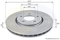 COMLINE ADC2305V - Lado de montaje: Eje delantero<br>Altura [mm]: 38<br>Tipo de disco de frenos: ventilación interna<br>Espesor de disco de frenos [mm]: 28<br>Espesor mínimo [mm]: 25,3<br>Diámetro exterior [mm]: 281<br>Número de orificios: 5<br>Diámetro de centrado [mm]: 73,5<br>corona de agujeros - Ø [mm]: 114,3<br>