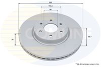 COMLINE ADC5021V - año construcción hasta: 04/2019<br>Lado de montaje: Eje delantero<br>Altura [mm]: 53<br>Tipo de disco de frenos: ventilación interna<br>Espesor de disco de frenos [mm]: 28<br>Espesor mínimo [mm]: 26<br>Diámetro exterior [mm]: 296<br>Número de orificios: 6<br>Diámetro de centrado [mm]: 68<br>corona de agujeros - Ø [mm]: 114,3<br>Superficie: revestido<br>