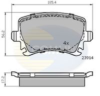 COMLINE CBP01284 - Lado de montaje: Eje trasero<br>para diámetro disco de freno [mm]: 282<br>Número de PR: 1KW<br>Espesor [mm]: 16,8<br>Homologación: R90 Homologated<br>Longitud [mm]: 105,3<br>Ancho [mm]: 56,2<br>Peso [kg]: 1,168<br>Contacto avisador de desgaste: no preparado para indicador de desgaste<br>Sistema de frenos: TRW<br>Tipo de envase: caja<br>Número de WVA: 24483<br>long. de embalaje [cm]: 16,8<br>Ancho de embalaje [cm]: 9,7<br>h embalaje [cm]: 6,2<br>