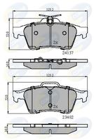 COMLINE CBP01599 - Lado de montaje: Eje delantero<br>Carga útil: no para carga útil aumentada<br>Frenos: para vehículos con frenos alto rendimiento<br>Espesor [mm]: 17,8<br>Longitud [mm]: 155,2<br>Ancho [mm]: 62,5<br>Contacto avisador de desgaste: excl. contacto de avisador de desgaste<br>Sistema de frenos: Teves <br>Longitud 2 [mm]: 156,3<br>Ancho 2 [mm]: 67,2<br>Número de WVA: 23723<br>Número de WVA: 23724<br>