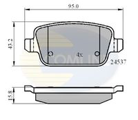 COMLINE CBP01610 - Lado de montaje: Eje trasero<br>Equipamiento de vehículo: para vehículos sin freno de estacionamiento electrónico<br>para diámetro disco de freno [mm]: 302<br>Espesor [mm]: 15,8<br>Homologación: R90 Homologated<br>Longitud [mm]: 95,3<br>Ancho [mm]: 43,2<br>Peso [kg]: 0,87<br>Contacto avisador de desgaste: no preparado para indicador de desgaste<br>Sistema de frenos: TRW<br>Tipo de envase: caja<br>Número de WVA: 24537<br>long. de embalaje [cm]: 15<br>Ancho de embalaje [cm]: 10,5<br>h embalaje [cm]: 4,3<br>