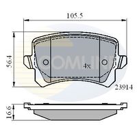 COMLINE CBP01712 - año construcción desde: 12/2010<br>Lado de montaje: Eje trasero<br>Número de PR: 1KW<br>Espesor [mm]: 17,2<br>Longitud [mm]: 105,4<br>Ancho [mm]: 56,2<br>Contacto avisador de desgaste: excl. contacto de avisador de desgaste<br>Sistema de frenos: Lucas <br>Número de WVA: 23914<br>